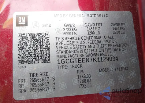 2019 Chevrolet Colorado Zr2 z USA, uszkodzony, nr VIN 1GCGTEEN7K1129034